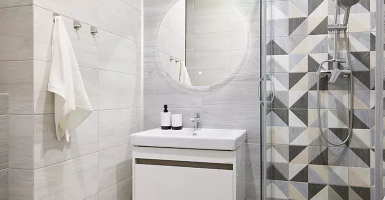 Modern Small Bathroom Walk-In Shower Remodel in Exeter